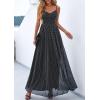 image:imagePRETTYGARDEN Women Summer Floral Maxi Dress 2026 Spirng Spaghetti Strap Mesh Boho Sundress Party Beach Vacation Long DressesPolka Dot Black White