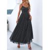 image:imagePRETTYGARDEN Women Summer Floral Maxi Dress 2026 Spirng Spaghetti Strap Mesh Boho Sundress Party Beach Vacation Long DressesPolka Dot Black White