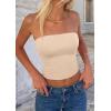 image:imagePRETTYGARDEN Women Tube Tops Strapless Going Out Top 2026 Spring Fashion Y2K Summer Bandeau Shirt Beach Vacation ClothesBeige