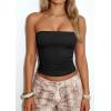 image:imagePRETTYGARDEN Women Tube Tops Strapless Going Out Top 2026 Spring Fashion Y2K Summer Bandeau Shirt Beach Vacation ClothesBlack