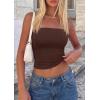 image:imagePRETTYGARDEN Women Tube Tops Strapless Going Out Top 2026 Spring Fashion Y2K Summer Bandeau Shirt Beach Vacation ClothesBrown