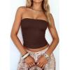 image:imagePRETTYGARDEN Women Tube Tops Strapless Going Out Top 2026 Spring Fashion Y2K Summer Bandeau Shirt Beach Vacation ClothesBrown