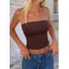 image:imagePRETTYGARDEN Women Tube Tops Strapless Going Out Top 2026 Spring Fashion Y2K Summer Bandeau Shirt Beach Vacation ClothesBrown