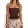 image:imagePRETTYGARDEN Women Tube Tops Strapless Going Out Top 2026 Spring Fashion Y2K Summer Bandeau Shirt Beach Vacation ClothesBrown