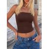 image:imagePRETTYGARDEN Women Tube Tops Strapless Going Out Top 2026 Spring Fashion Y2K Summer Bandeau Shirt Beach Vacation ClothesBrown