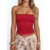 image:imagePRETTYGARDEN Women Tube Tops Strapless Going Out Top 2026 Spring Fashion Y2K Summer Bandeau Shirt Beach Vacation ClothesRed