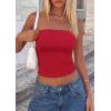 image:imagePRETTYGARDEN Women Tube Tops Strapless Going Out Top 2026 Spring Fashion Y2K Summer Bandeau Shirt Beach Vacation ClothesRed