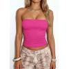image:imagePRETTYGARDEN Women Tube Tops Strapless Going Out Top 2026 Spring Fashion Y2K Summer Bandeau Shirt Beach Vacation ClothesRose Red