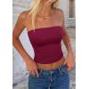 image:imagePRETTYGARDEN Women Tube Tops Strapless Going Out Top 2026 Spring Fashion Y2K Summer Bandeau Shirt Beach Vacation ClothesWine Red