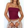 image:imagePRETTYGARDEN Women Tube Tops Strapless Going Out Top 2026 Spring Fashion Y2K Summer Bandeau Shirt Beach Vacation ClothesWine Red