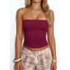 image:imagePRETTYGARDEN Women Tube Tops Strapless Going Out Top 2026 Spring Fashion Y2K Summer Bandeau Shirt Beach Vacation ClothesWine Red