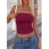 image:imagePRETTYGARDEN Women Tube Tops Strapless Going Out Top 2026 Spring Fashion Y2K Summer Bandeau Shirt Beach Vacation ClothesWine Red