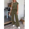 image:imagePRETTYGARDEN Womens 2 Piece Lounge Sets 2026 Summer Cap Sleeve Tops Wide Leg Pants Travel Outfits Matching Fashion ClothingArmy Green