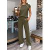 image:imagePRETTYGARDEN Womens 2 Piece Lounge Sets 2026 Summer Cap Sleeve Tops Wide Leg Pants Travel Outfits Matching Fashion ClothingArmy Green