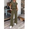 image:imagePRETTYGARDEN Womens 2 Piece Lounge Sets 2026 Summer Cap Sleeve Tops Wide Leg Pants Travel Outfits Matching Fashion ClothingArmy Green