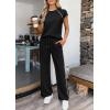 image:imagePRETTYGARDEN Womens 2 Piece Lounge Sets 2026 Summer Cap Sleeve Tops Wide Leg Pants Travel Outfits Matching Fashion ClothingBlack