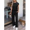 image:imagePRETTYGARDEN Womens 2 Piece Lounge Sets 2026 Summer Cap Sleeve Tops Wide Leg Pants Travel Outfits Matching Fashion ClothingBlack