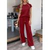 image:imagePRETTYGARDEN Womens 2 Piece Lounge Sets 2026 Summer Cap Sleeve Tops Wide Leg Pants Travel Outfits Matching Fashion ClothingBurgundy