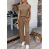 image:imagePRETTYGARDEN Womens 2 Piece Lounge Sets 2026 Summer Cap Sleeve Tops Wide Leg Pants Travel Outfits Matching Fashion ClothingKhaki