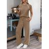 image:imagePRETTYGARDEN Womens 2 Piece Lounge Sets 2026 Summer Cap Sleeve Tops Wide Leg Pants Travel Outfits Matching Fashion ClothingKhaki