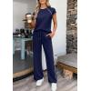 image:imagePRETTYGARDEN Womens 2 Piece Lounge Sets 2026 Summer Cap Sleeve Tops Wide Leg Pants Travel Outfits Matching Fashion ClothingNavy Blue