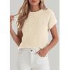 image:imagePRETTYGARDEN Womens 2026 Spring Fashion Sweater Vest Business Casual Crochet Tops Cap Sleeve Knit Shirt Beach Summer OutfitsBeige