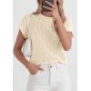 image:imagePRETTYGARDEN Womens 2026 Spring Fashion Sweater Vest Business Casual Crochet Tops Cap Sleeve Knit Shirt Beach Summer OutfitsBeige