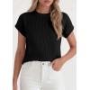 image:imagePRETTYGARDEN Womens 2026 Spring Fashion Sweater Vest Business Casual Crochet Tops Cap Sleeve Knit Shirt Beach Summer OutfitsBlack