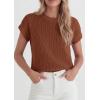 image:imagePRETTYGARDEN Womens 2026 Spring Fashion Sweater Vest Business Casual Crochet Tops Cap Sleeve Knit Shirt Beach Summer OutfitsBrown