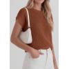 image:imagePRETTYGARDEN Womens 2026 Spring Fashion Sweater Vest Business Casual Crochet Tops Cap Sleeve Knit Shirt Beach Summer OutfitsBrown