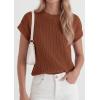 image:imagePRETTYGARDEN Womens 2026 Spring Fashion Sweater Vest Business Casual Crochet Tops Cap Sleeve Knit Shirt Beach Summer OutfitsBrown