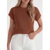 image:imagePRETTYGARDEN Womens 2026 Spring Fashion Sweater Vest Business Casual Crochet Tops Cap Sleeve Knit Shirt Beach Summer OutfitsBrown