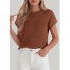 image:imagePRETTYGARDEN Womens 2026 Spring Fashion Sweater Vest Business Casual Crochet Tops Cap Sleeve Knit Shirt Beach Summer OutfitsBrown