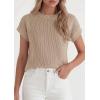 image:imagePRETTYGARDEN Womens 2026 Spring Fashion Sweater Vest Business Casual Crochet Tops Cap Sleeve Knit Shirt Beach Summer OutfitsKhaki