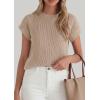 image:imagePRETTYGARDEN Womens 2026 Spring Fashion Sweater Vest Business Casual Crochet Tops Cap Sleeve Knit Shirt Beach Summer OutfitsKhaki