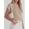 image:imagePRETTYGARDEN Womens 2026 Spring Fashion Sweater Vest Business Casual Crochet Tops Cap Sleeve Knit Shirt Beach Summer OutfitsKhaki