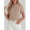 image:imagePRETTYGARDEN Womens 2026 Spring Fashion Sweater Vest Business Casual Crochet Tops Cap Sleeve Knit Shirt Beach Summer OutfitsKhaki