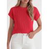 image:imagePRETTYGARDEN Womens 2026 Spring Fashion Sweater Vest Business Casual Crochet Tops Cap Sleeve Knit Shirt Beach Summer OutfitsRed