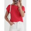 image:imagePRETTYGARDEN Womens 2026 Spring Fashion Sweater Vest Business Casual Crochet Tops Cap Sleeve Knit Shirt Beach Summer OutfitsRed
