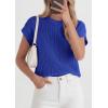 image:imagePRETTYGARDEN Womens 2026 Spring Fashion Sweater Vest Business Casual Crochet Tops Cap Sleeve Knit Shirt Beach Summer OutfitsRoyal Blue