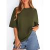 image:imagePRETTYGARDEN Womens 2026 Spring Going Out Tops Casual Short Sleeve Crewneck Loose Fit Basic Oversized T Shirts Summer OutfitsArmy Green