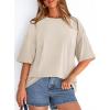 image:imagePRETTYGARDEN Womens 2026 Spring Going Out Tops Casual Short Sleeve Crewneck Loose Fit Basic Oversized T Shirts Summer OutfitsBeige