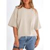 image:imagePRETTYGARDEN Womens 2026 Spring Going Out Tops Casual Short Sleeve Crewneck Loose Fit Basic Oversized T Shirts Summer OutfitsBeige