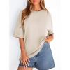 image:imagePRETTYGARDEN Womens 2026 Spring Going Out Tops Casual Short Sleeve Crewneck Loose Fit Basic Oversized T Shirts Summer OutfitsBeige