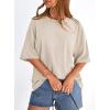 image:imagePRETTYGARDEN Womens 2026 Spring Going Out Tops Casual Short Sleeve Crewneck Loose Fit Basic Oversized T Shirts Summer OutfitsBeige