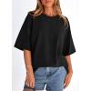 image:imagePRETTYGARDEN Womens 2026 Spring Going Out Tops Casual Short Sleeve Crewneck Loose Fit Basic Oversized T Shirts Summer OutfitsBlack