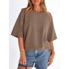image:imagePRETTYGARDEN Womens 2026 Spring Going Out Tops Casual Short Sleeve Crewneck Loose Fit Basic Oversized T Shirts Summer OutfitsBrown