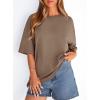 image:imagePRETTYGARDEN Womens 2026 Spring Going Out Tops Casual Short Sleeve Crewneck Loose Fit Basic Oversized T Shirts Summer OutfitsBrown