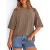 image:imagePRETTYGARDEN Womens 2026 Spring Going Out Tops Casual Short Sleeve Crewneck Loose Fit Basic Oversized T Shirts Summer OutfitsBrown