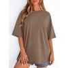 image:imagePRETTYGARDEN Womens 2026 Spring Going Out Tops Casual Short Sleeve Crewneck Loose Fit Basic Oversized T Shirts Summer OutfitsBrown